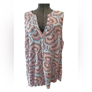 🆕Crown & Ivy ladies 3X NWT red white blue peasant blouse sleeveless umbrellas